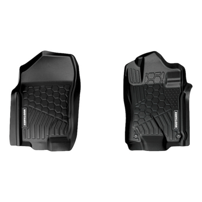 Front set of MUDTAMER floor mats for a Nissan Navara on a white background